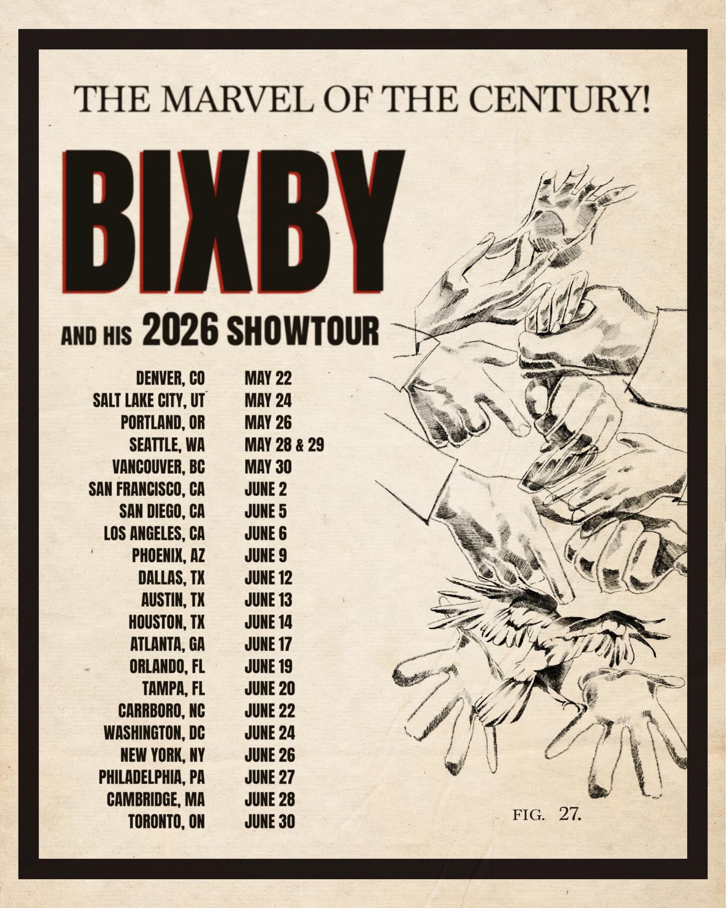Bixby The Marvel of the Century Tour Poster 2026